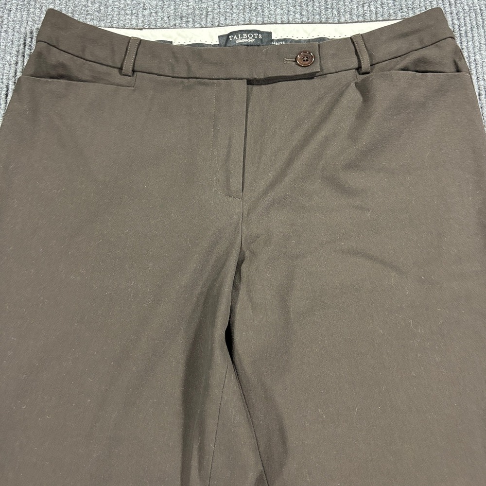 Talbots Dress Pants Women 10 Brown Straight Leg Stretch Career Trousers